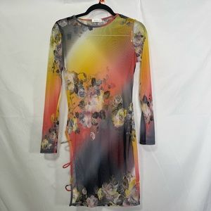 Floral printed mesh dress